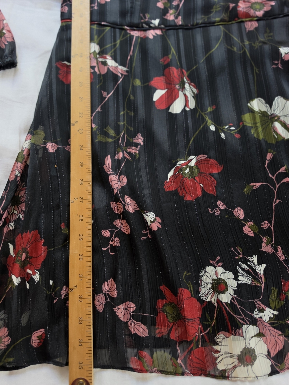 Adrianna Papell Black Floral Long-Sleeve Ruffle Dress with Pink & Red Blooms - Picture 5 of 9